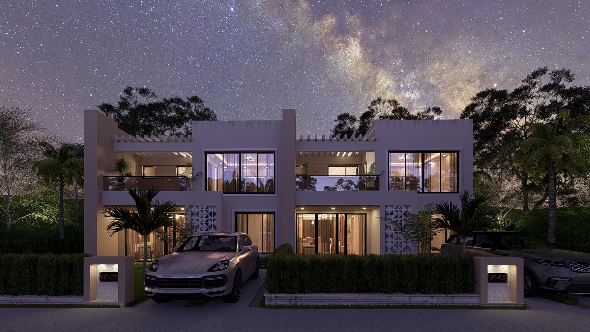 Riviera townhouses night